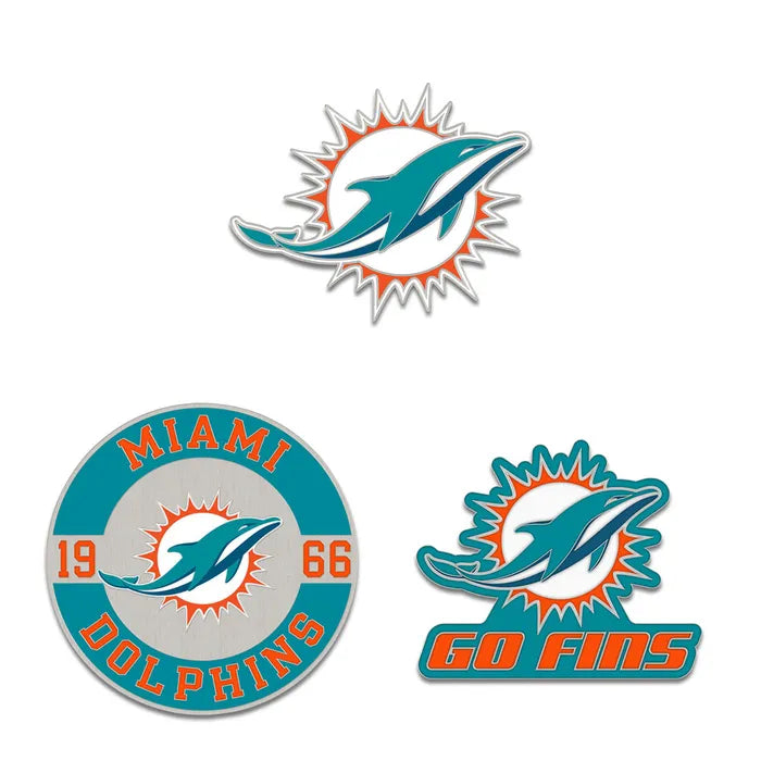 Miami Dolphins 3 Piece Enamel Pin Set