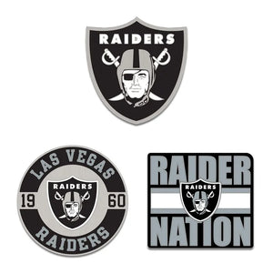 Las Vegas Raiders 3 Piece Enamel Pin Set