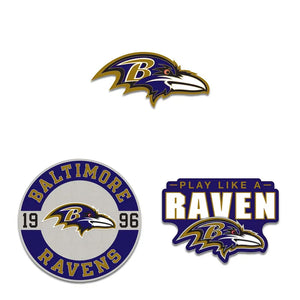 Baltimore Ravens 3 Piece Enamel Pin Set
