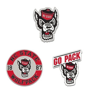 North Carolina State Wolfpack 3 Piece Enamel Pin Set