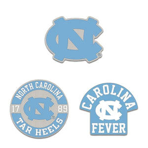 North Carolina Tar Heels 3 Piece Enamel Pin Set