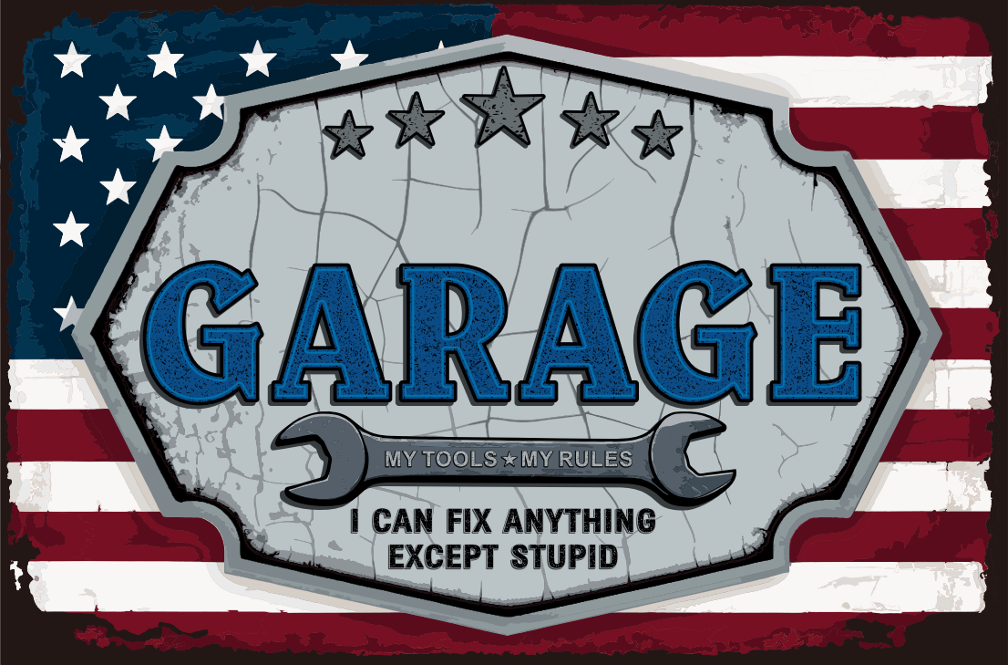Personalized Custom Garage Metal Sign – Patriotic Garage Wall Decor