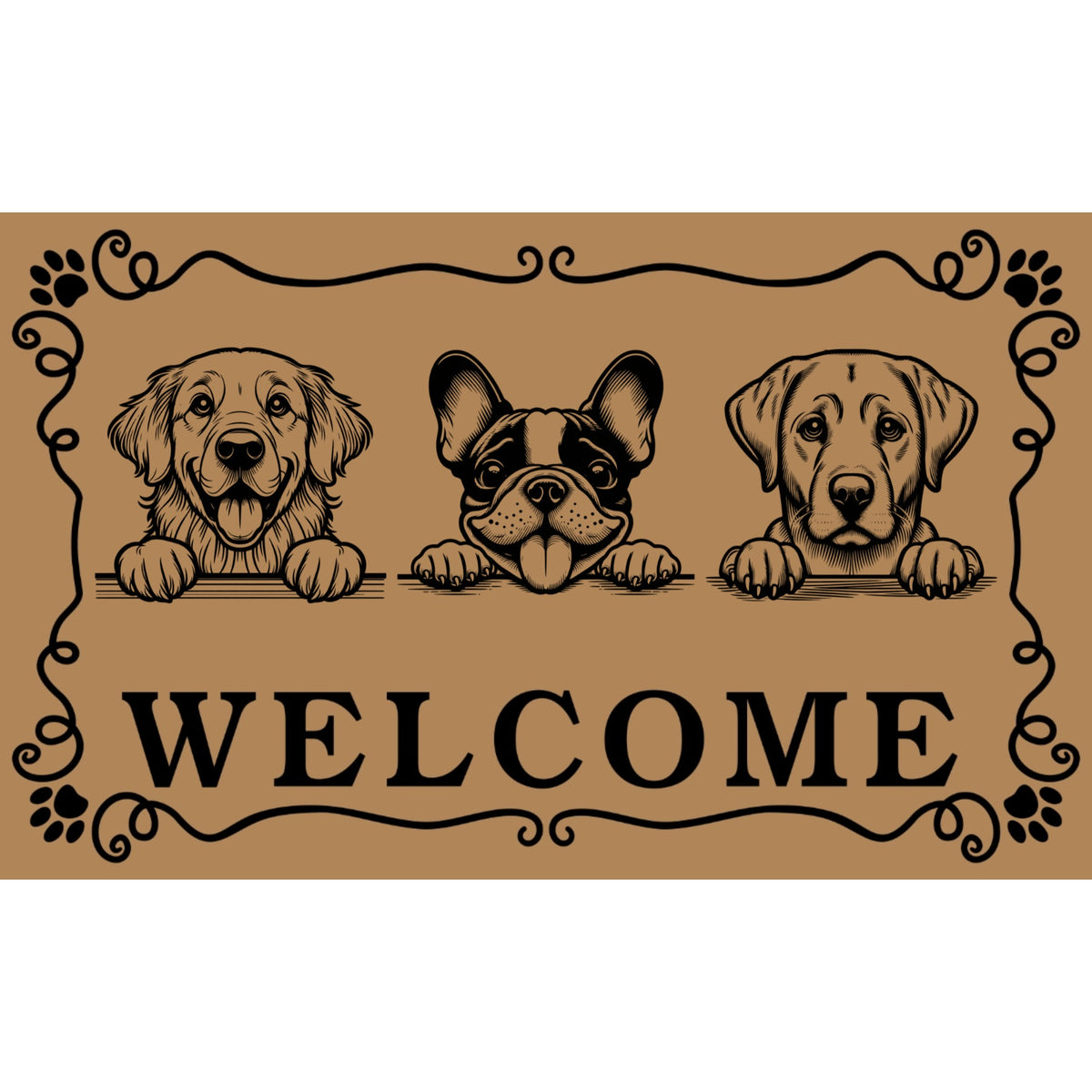 Personalized Dog Family Welcome Coir Mat – 3 Dogs