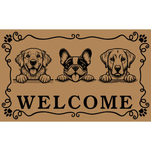 Personalized Dog Family Welcome Coir Mat – 3 Dogs