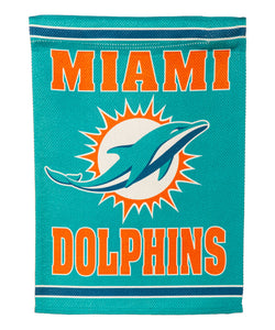 Miami Dolphins Double Sided Embossed Suede Garden Flag