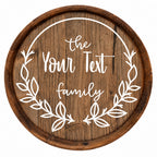 Personalized Family Name Barrel Sign – Botanical Wreath