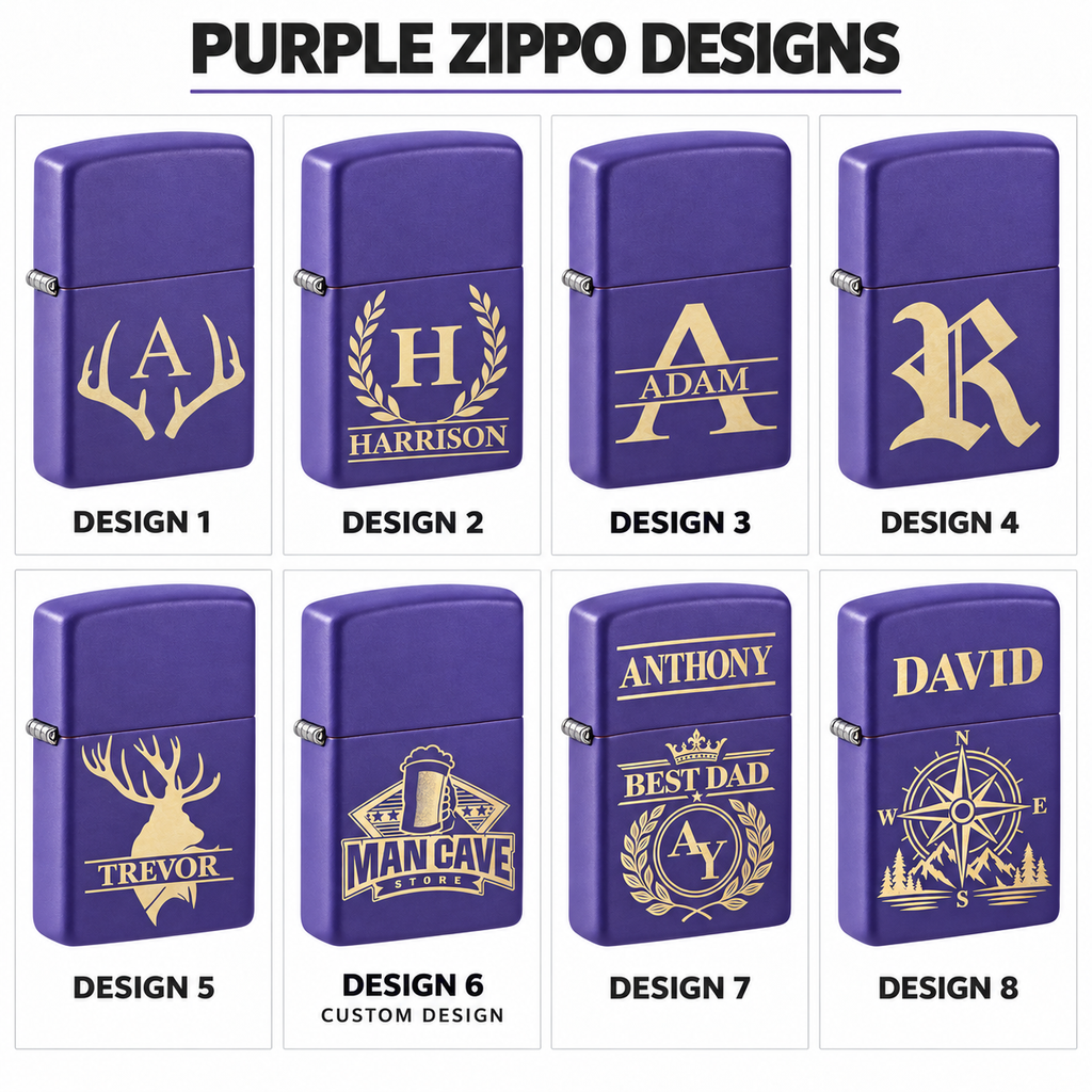 Personalized Purple Matte Zippo Lighter – Custom Engraved