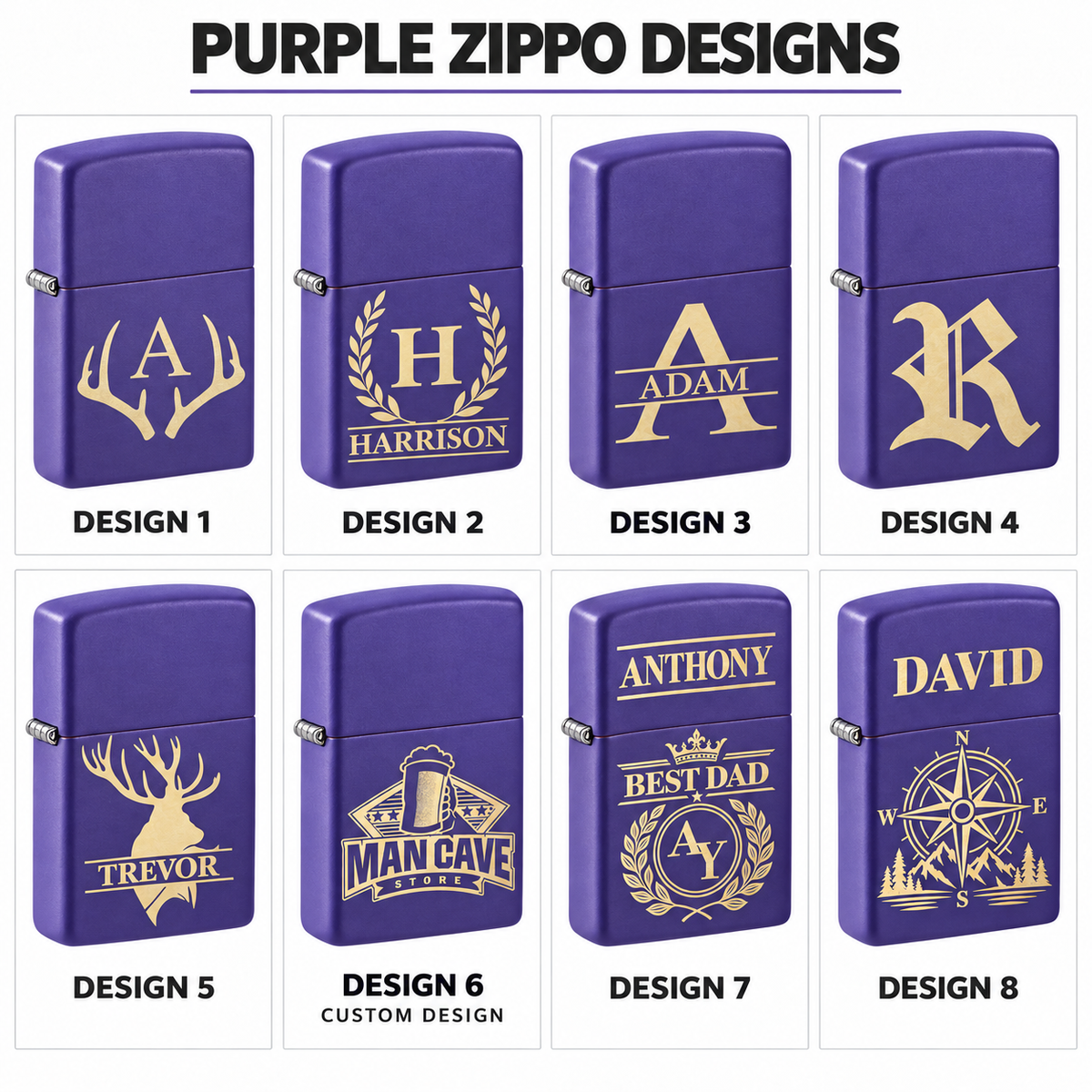 Personalized Purple Matte Zippo Lighter – Custom Engraved