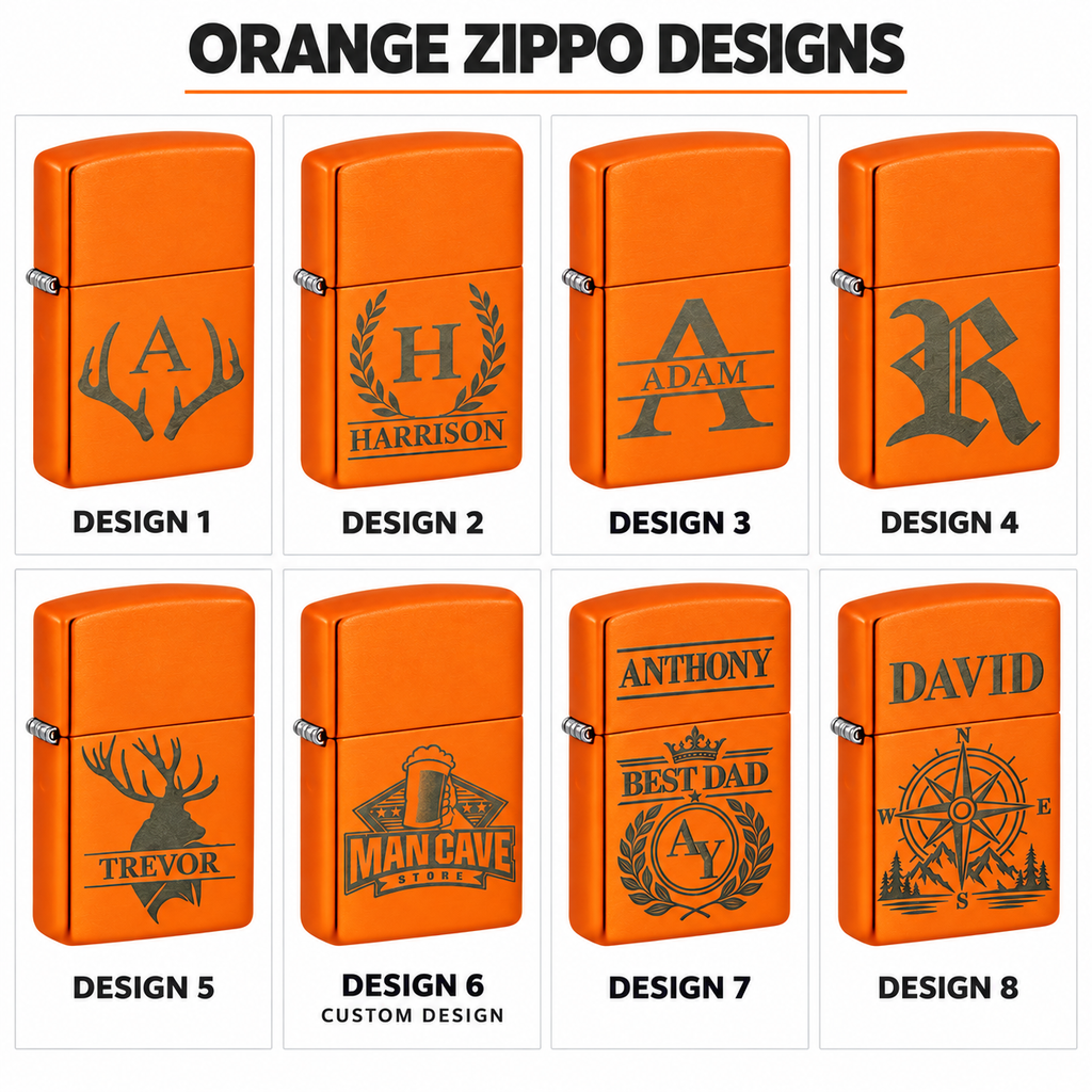 Personalized Orange Matte Zippo Lighter – Custom Engraved