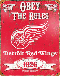 Detroit Red Wings Obey Rules Metal Sign
