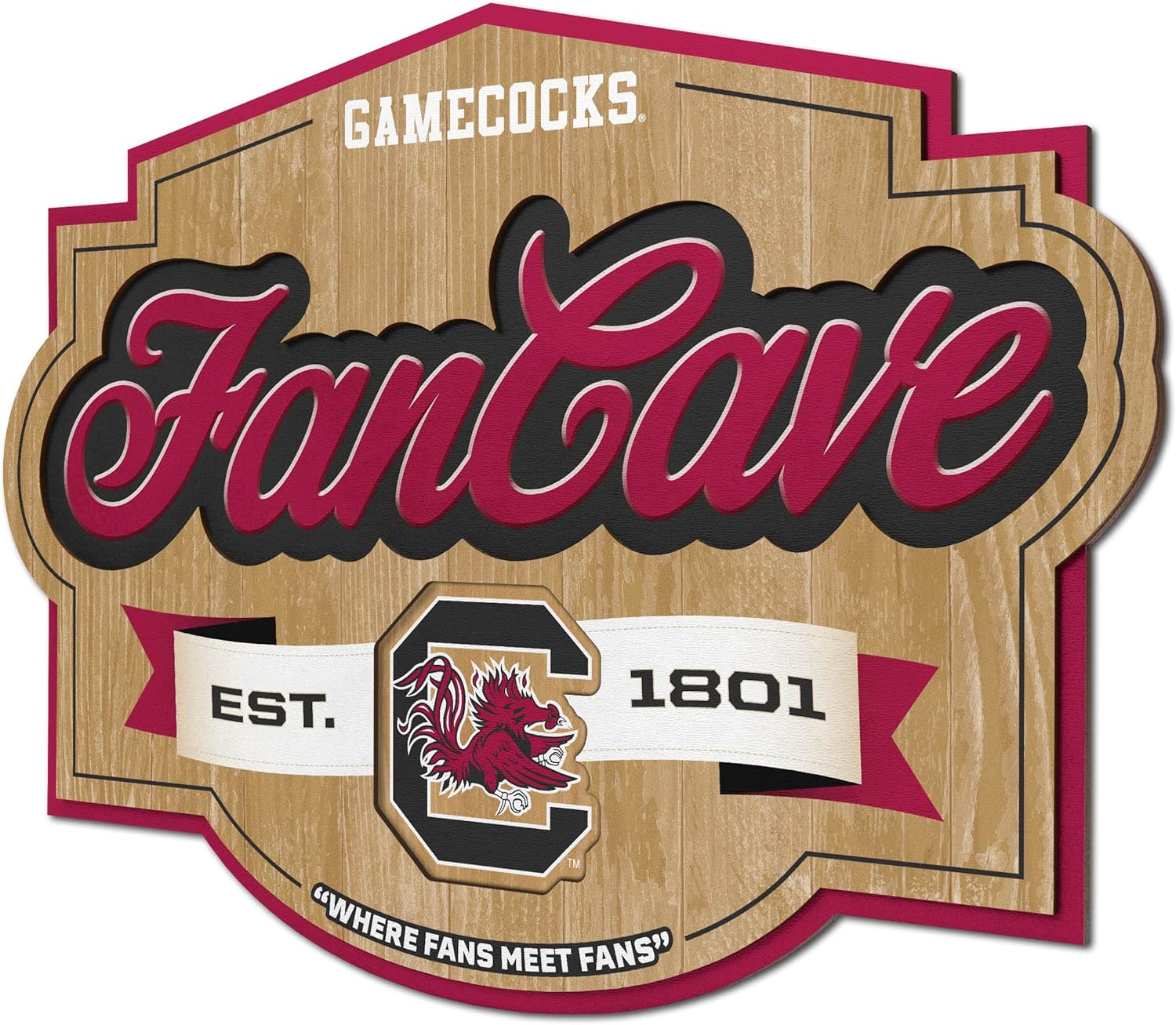 South Carolina Gamecocks 3D fan cave sign