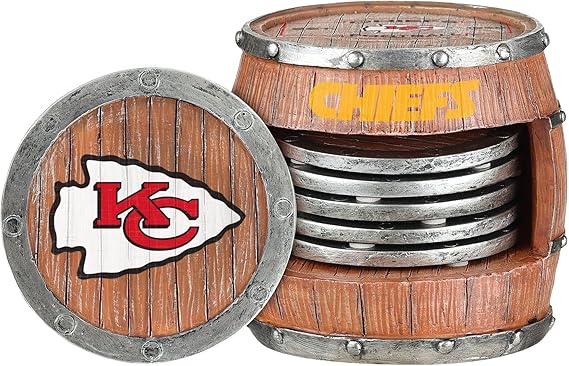 Kansas City Chiefs Barrel beverage drink coaster set