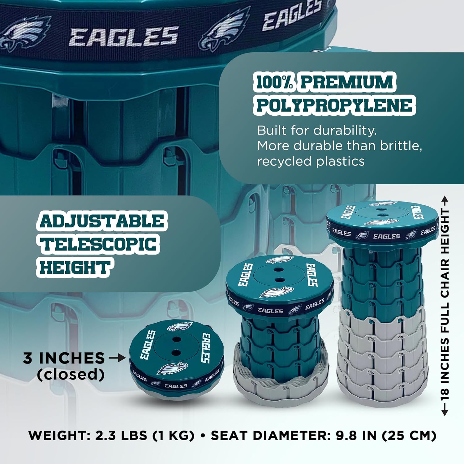 Philadelphia Eagles Telescoping Collapsible Stool