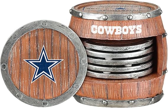 Dallas Cowboys Barrel beverage drink coaster set