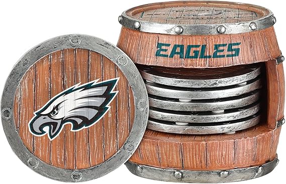 Philadelphia Eagles Barrel beverage drink coaster set