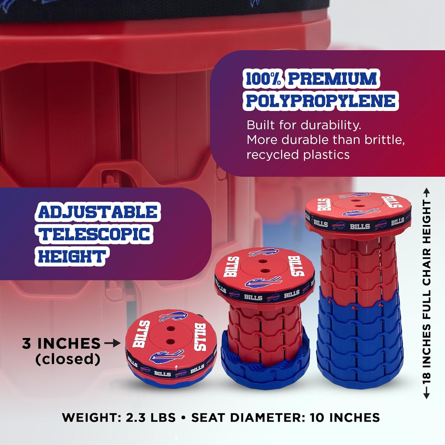 Buffalo Bills Telescoping Collapsible Stool