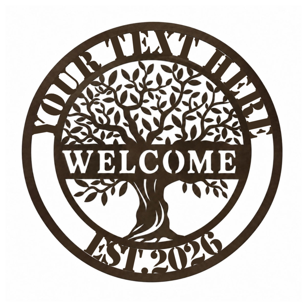 Personalized Family Tree Metal Sign – Custom Last Name Welcome Wall Decor