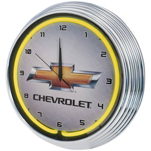 Chevy Yellow Neon Clocks