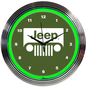 Jeep Green Neon Clocks