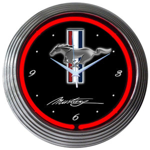 Ford Mustang Red Neon Clocks