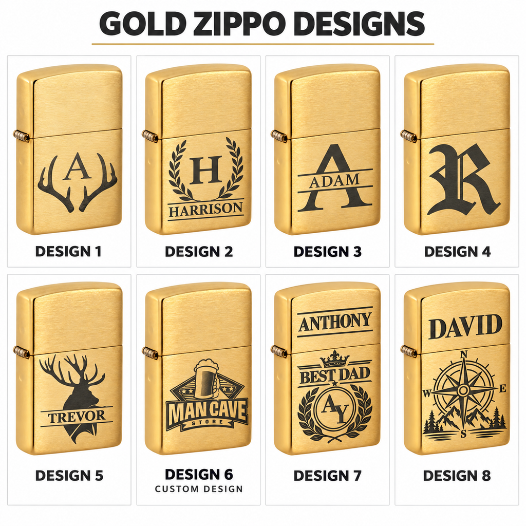 Personalized Gold Zippo Lighter – Custom Engraved