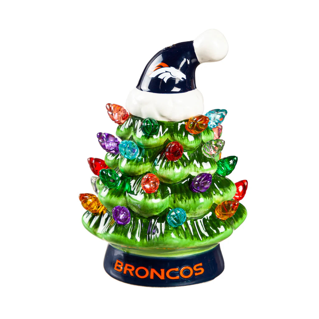 Denver Broncos LED Ceramic Christmas Tree - 4"