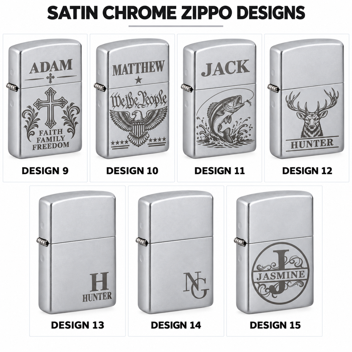 Personalized Satin Chrome Zippo Lighter – Custom Engraved
