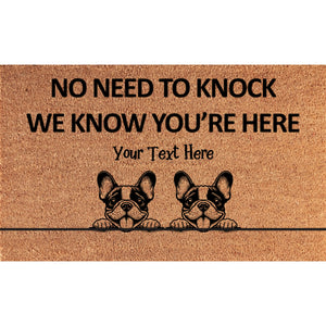 Personalized No Need to Knock Coir Mat – Custom 2 Dogs Doormat