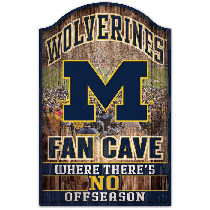 Michigan Wolverines Fan Cave Wood Sign 11" x 17"