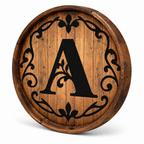 Personalized Monogram Barrel Sign – Ornate Scrollwork