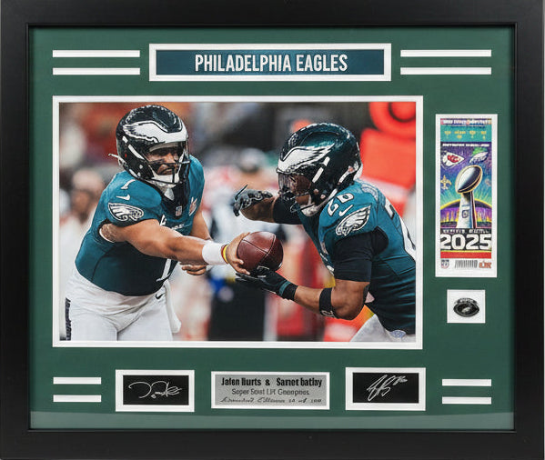 Philadelphia Eagles LIX Champion Jalen Hurts and Saquon Barkley Large Frames