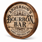Personalized Bourbon Bar Barrel Sign – Vintage Scrollwork