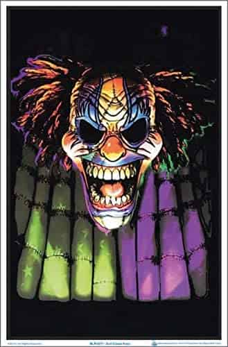 Evil Clown Face Blacklight Poster