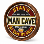 Personalized Man Cave Barrel Sign – My Cave My Rules