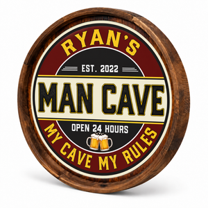 Personalized Man Cave Barrel Sign – My Cave My Rules
