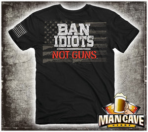 Ban Idiots Not Guns Flag T‑Shirt