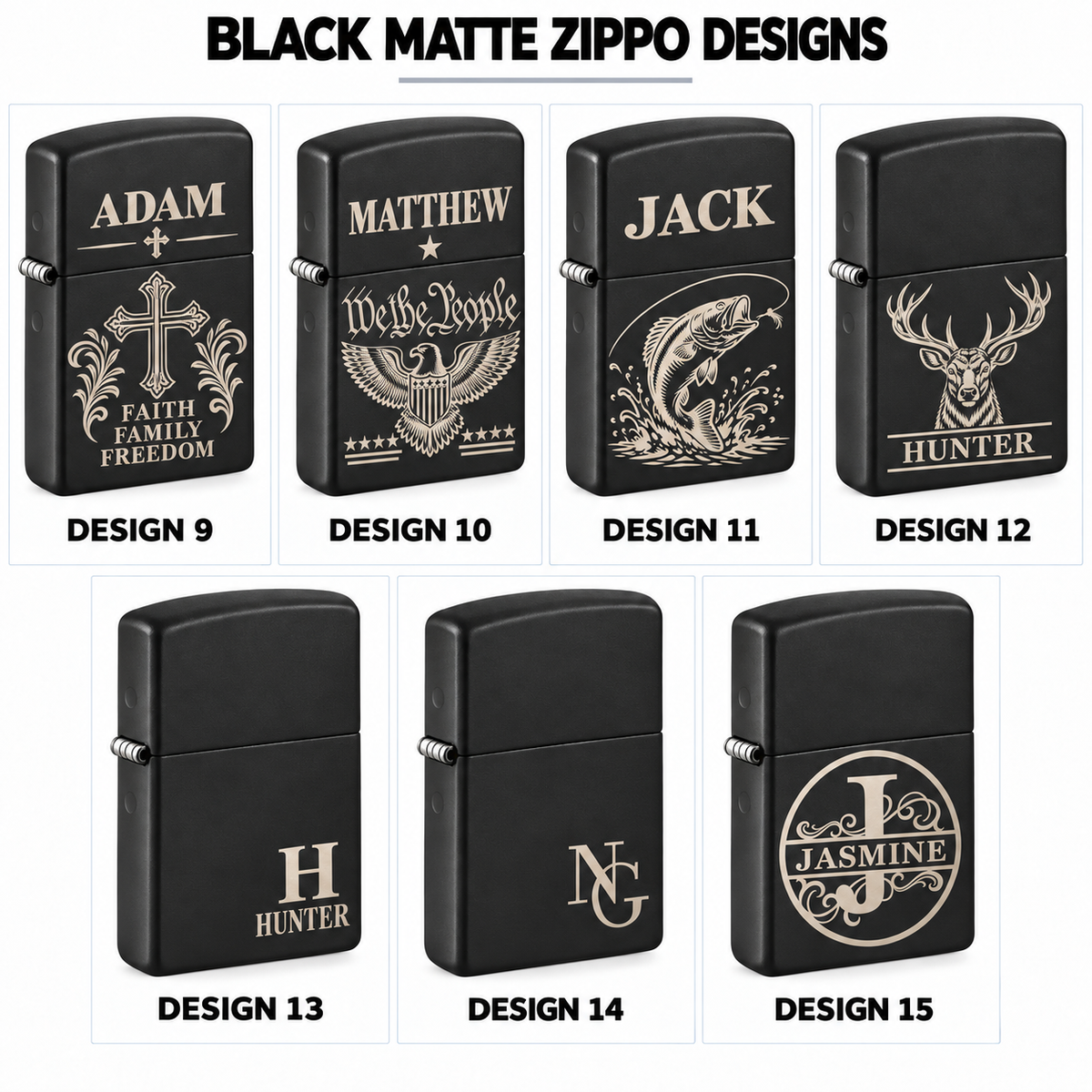 Personalized Black Matte Zippo Lighter – Custom Engraved