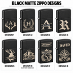 Personalized Black Matte Zippo Lighter – Custom Engraved