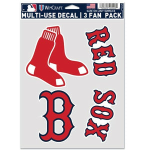 Boston Red Sox Decal Multi Used 3pcs Fan Pack