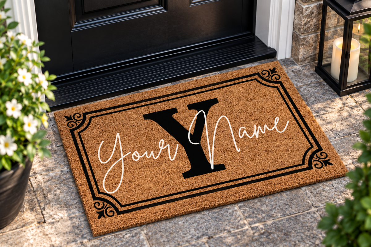 Personalized Monogram with Custom Name Coir Mat