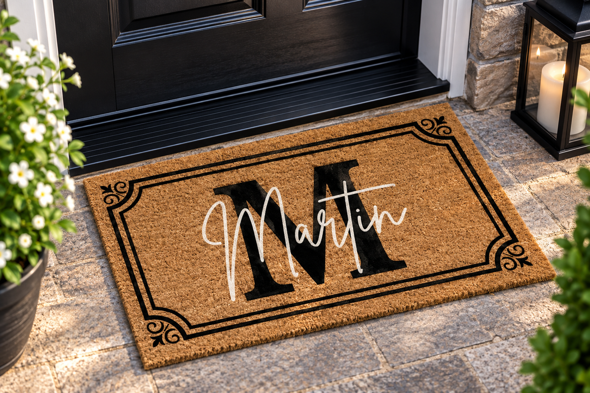 Personalized Monogram with Custom Name Coir Mat
