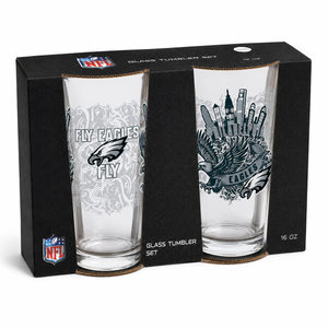 Philadelphia Eagles Pint Glass Set - 16oz Beer Glasses Set of 2 With Gift Box