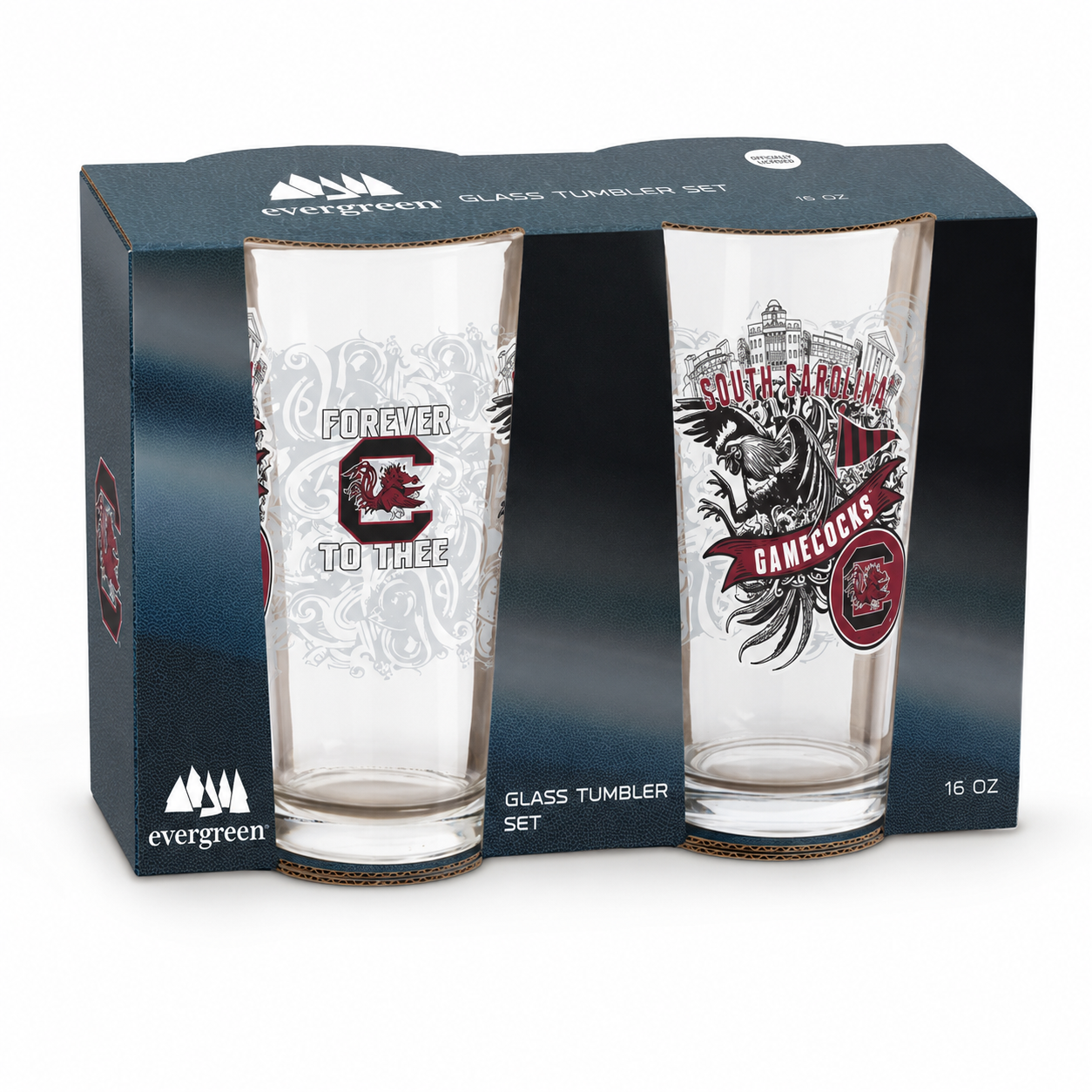 South Carolina Gamecocks Pint Glass Set - 16oz Beer Glasses Set of 2 With Gift Box