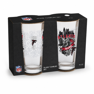 Atlanta Falcons Pint Glass Set - 16oz Beer Glasses Set of 2 With Gift Box