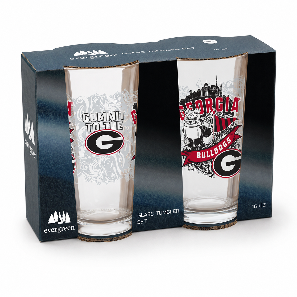 Georgia Bulldogs Pint Glass Set - 16oz Beer Glasses Set of 2 With Gift Box