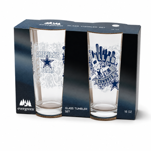 Dallas Cowboys Pint Glass Set - 16oz Beer Glasses Set of 2 With Gift Box