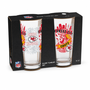 Kansas City Chiefs Pint Glass Set - 16oz Beer Glasses Set of 2 With Gift Box