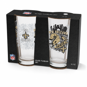 New Orleans Saints Pint Glass Set - 16oz Beer Glasses Set of 2 With Gift Box