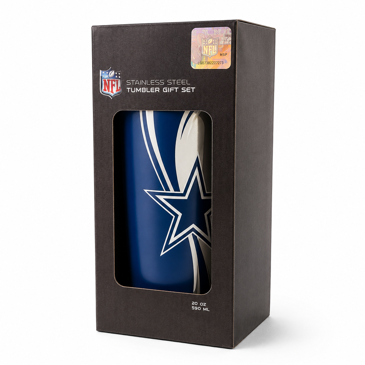 Dallas Cowboys 20oz Stainless Steel Tumbler Gift Set | Insulated Travel Cup with Lid, Straw & Cleaning Brush