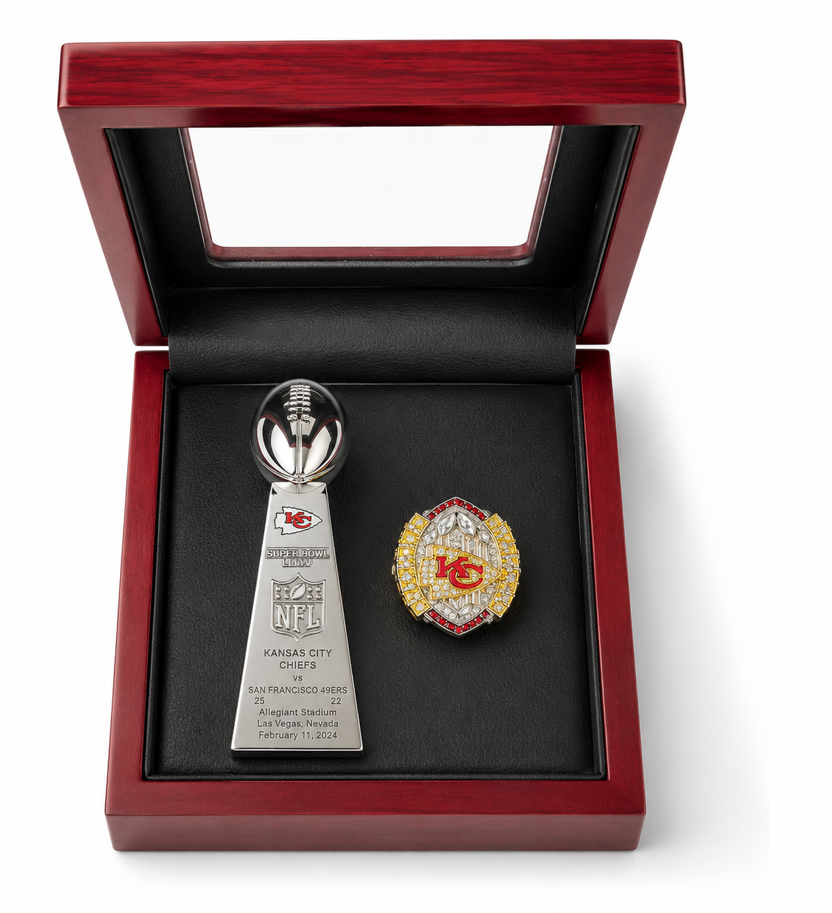 Kansas City Chiefs Championship Ring And Trophy With Case